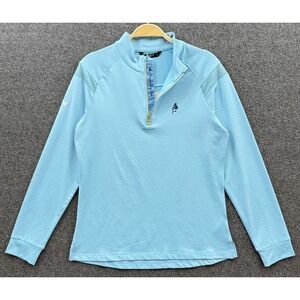 Levelwear Pullover Womens Small Blue Geometric Georgian Bay Club 1/4 Zip Top NWT